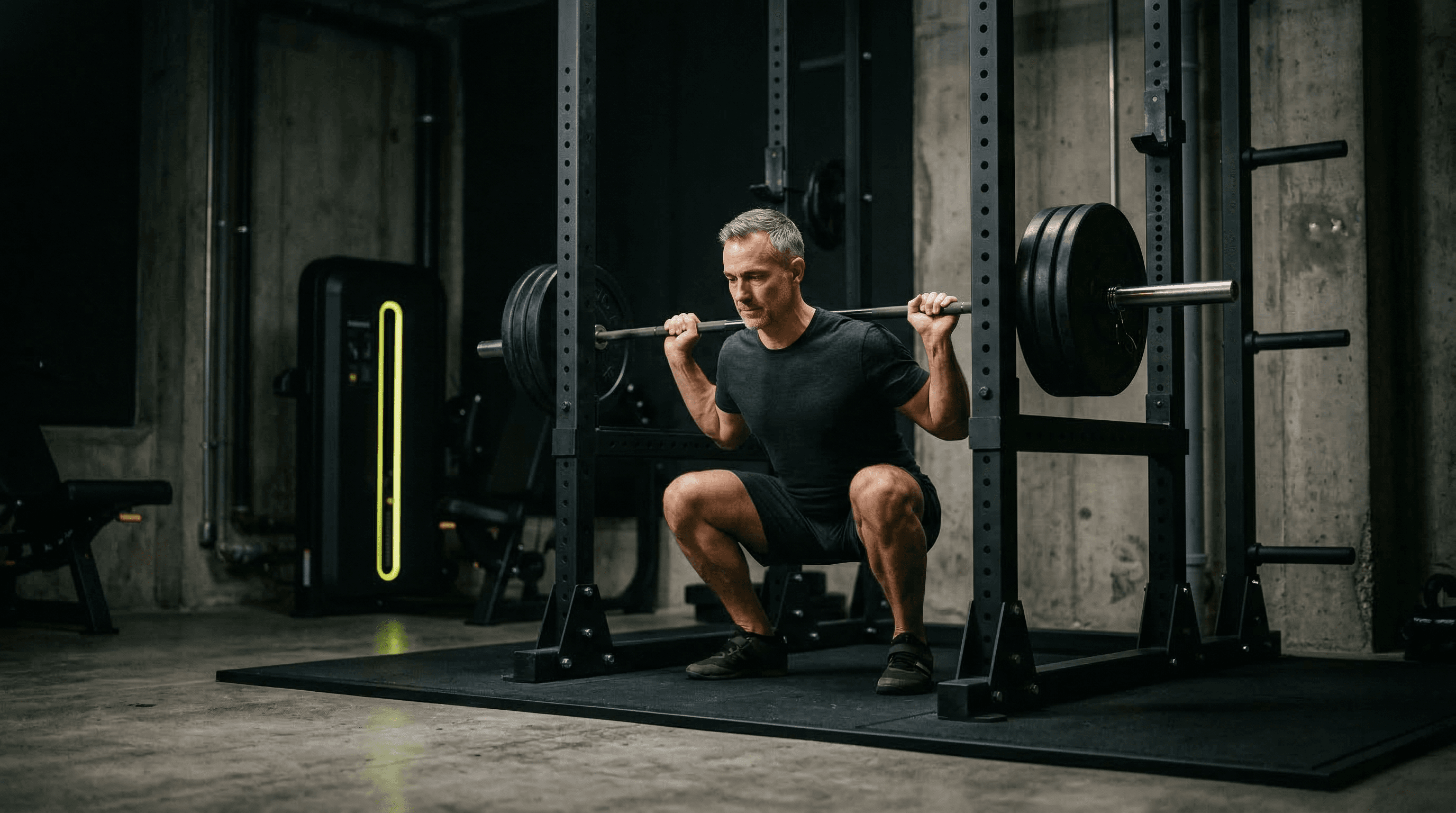 Man strength training with barbell